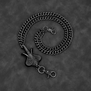 Punk style double layered metal pants chain with vintage floral relief pendant
