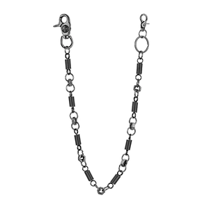 Industrial hip-hop pants chain with gunmetal spring links and hexagonal nut accents