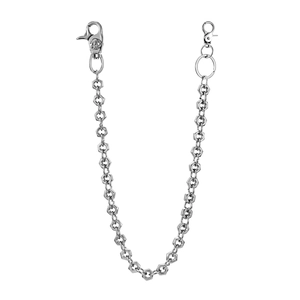 Industrial silver metal wallet chain with hexagonal nut links and large lobster clasps