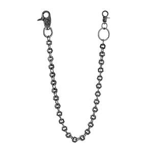 Industrial skeleton clasp denim chain with dark gunmetal hexagonal nut links