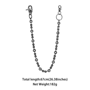 Detail of heavy industrial biker chain with hex nut links and sturdy metal clasps