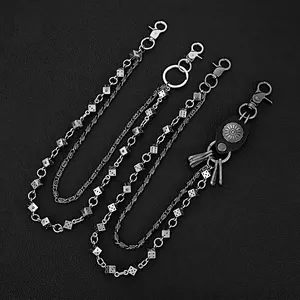 Catena da Pantaloni Punk Gothic Hip Hop con Dadi Catena da Vita e Bracciale Metallo Argento Antico Gioielli Gothic
