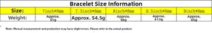 Size chart for 8mm Cuban link bracelet showing lengths from 7 to 9 inches and weights