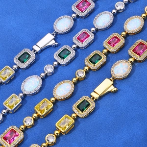 Bracelets tennis en argent 925 avec pierres colorées et accents diamantés en or et argent
