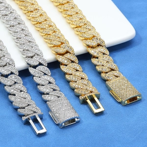 14mm Hip-Hop-Panzerkette mit Mikro-Zirkonia-Besatz in Gold und Silber für Herren