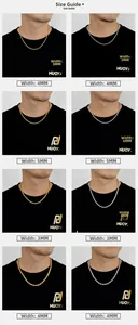 Guide des tailles comparant colliers torsadés or et argent de 3mm à 6mm sur un mannequin