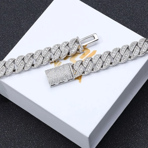 Hiphop 14mm silberne kubanische Kette mit funkelnden Zirkonen und Premium-Schnalle