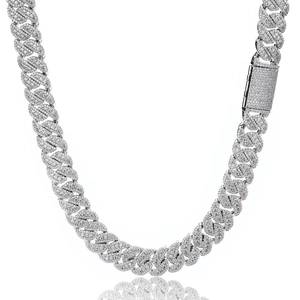14mm vollbesetzte kubanische Panzerkette mit Diamantverschluss für Herren Hip-Hop Schmuck