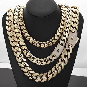 Hip Hop Iced Out Cuban Link Necklace Luxury Gold Silver Plated Copper Zirconia Pave Chain Necklace For Men Women Jewelry
