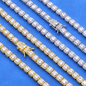 Iced out τετράγωνες αλυσίδες τένις 5mm σε χρυσό και ασημί χρώμα με πλήρη ζιργκόν πέτρες