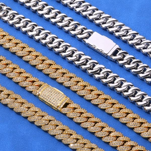 Catene a maglie cubane Hip Hop da 10 mm in argento S925 e moissanite in oro e argento