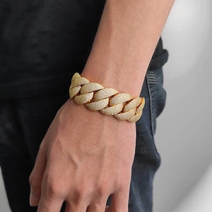 24mm iced-out gold cuban link bracelet with sparkling rhinestones for men hip hop style
