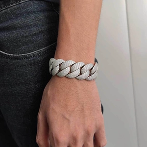 24mm iced out Cuban link bracelet for men with shimmering pave set cubic zirconia stones