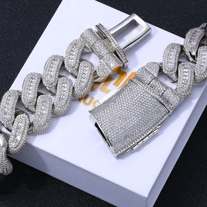 29mm silver-tone iced out Cuban chain bracelet with pave zircons in luxury hip-hop style