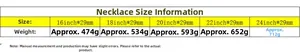 Size chart showing weight and length specifications for 29mm cubic zirconia Cuban chain