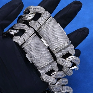 Chunky 29mm silver iced out Cuban link chain with sparkling pavé zircons hip hop jewelry