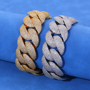 Bracelet gourmette Cuban 24mm glacé en finitions dorée et argentée pour homme