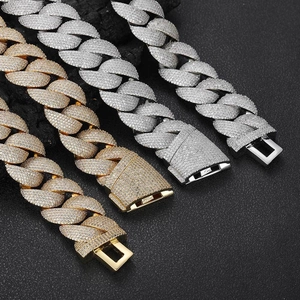 Iced out 24mm bubble Cuban link chains in gold and silver finish with pavé zircon