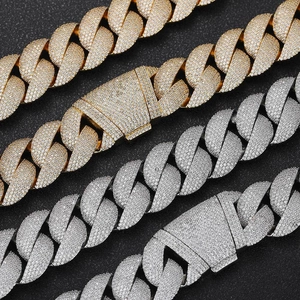 Hip Hop Iced Out 24mm Wide Cuban Link Necklace And Bracelet For Men Copper Zircon Pave Chain Jewelry