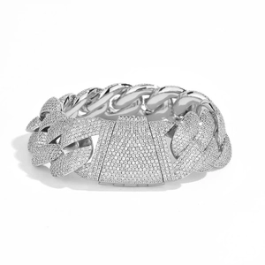 S925 sterling silver 24mm Moissanite bubble Cuban link bracelet with iced out clasp