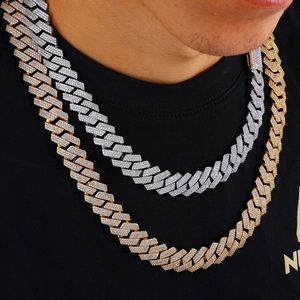 Men's 16mm iced out cuban link chain necklace with high quality rhinestone crystals
