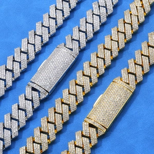 Hip Hop Iced Out Zirconia Triple Row Cuban Link Necklace Bracelet Copper Jewelry For Men Women Fashion Bling Accessory