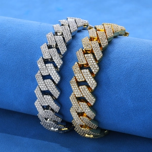Luxury gold and silver iced out Cuban link bracelets with sparkling cubic zirconia