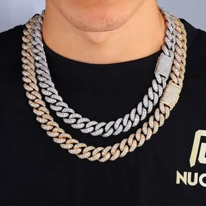 Iced out cuban link chain for men in gold and silver finish with pavé zircon