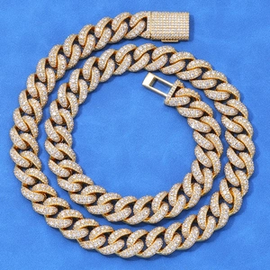 Hip Hop Men Iced Out Cuban Link Chain Necklace Copper With Zirconia Gold White Gold Plated Jewelry For Men Party