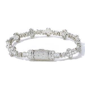 Bracelet hip-hop en argent s925 et moissanite avec maillons étoile et croix 10mm