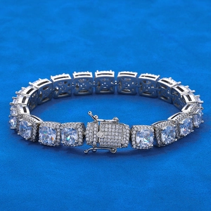 Bracelet de Tennis Hip Hop Luxe Cuivre Zirconia Chaîne Iced Out Plaqué Or Argent Homme Bijoux de Mode Bracelet