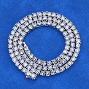 Classic silver-toned tennis necklace with sparkling round-cut cubic zirconia and snap clasp