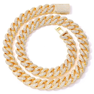 Luxurious gold s925 silver Cuban link chain necklace with iced out moissanite for men
