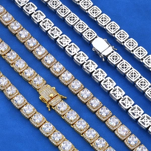 Bracelet de tennis hip hop luxueux de 10mm avec placage or et argent et zircon