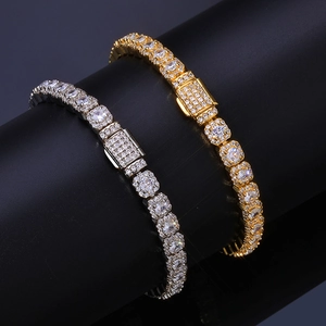 Bracelet tennis de luxe 5mm serti de zircons carrés en finition or et argent