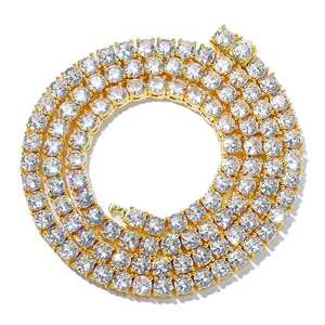 Hip hop gold tennis chain with sparkling zircons and spring clasp for men