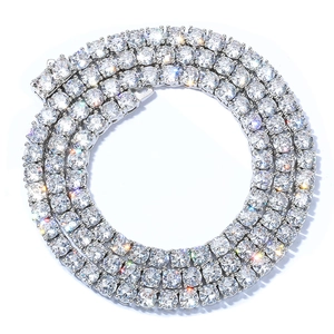 925 silver tennis chain necklace with moissanite stones and spring buckle for men