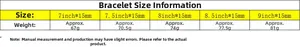 Size guide for 15mm cuban link bracelet showing lengths 7-9 inches and weight in grams