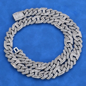 Hip Hop 15mm Pig Nose Rhombus Cuban Link Necklace 18k Gold Plated Full Iced Out Zirconia Chain Men Streetwear Jewelry