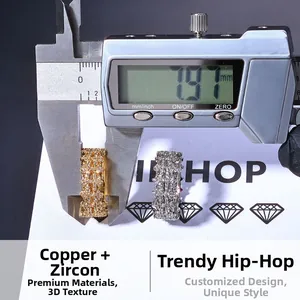 Detailed measurement of the 8mm wide hip hop ring with micro-pave cubic zirconia stones
