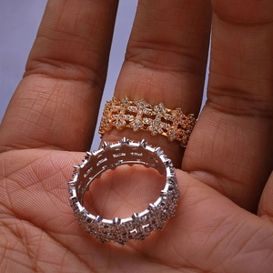 Hip hop 8mm iced out rings in gold and silver with full zircon cross star patterns