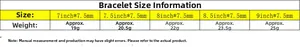 Size guide for men's 7.5mm cuban link bracelet showing lengths from 7 to 9 inches