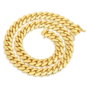 Men's 925 sterling silver Cuban link necklace with a secure clasp in gold finish