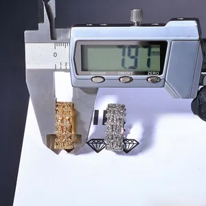 Detailed measurement of 8mm hip hop ring showing micro-pave cubic zirconia inlay