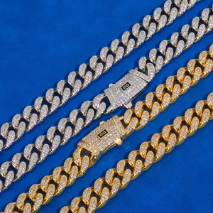 Set Gioielli Catena Cubana Iced Out Hip Hop per Uomo Donna Rame Zirconia Collana a Doppia Fila Bracciale Accessorio Moda Street