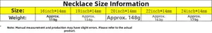 Size chart showing lengths and weights for 14mm hip hop Cuban link necklace