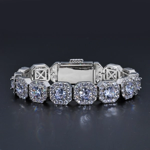 Bracelet de luxe de 12mm en argent pour homme orné de pierres de zircon de qualité