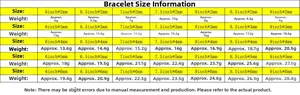 Size chart for moissanite tennis bracelets showing weights for 2mm to 6mm widths
