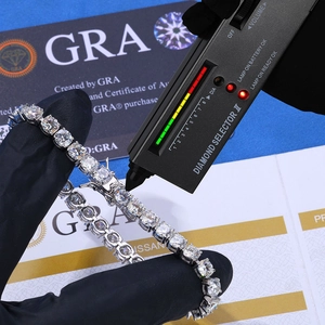 925 silver moissanite tennis bracelet for men with GRA certificate and tester display