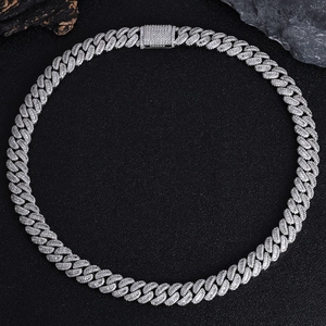 Collana a Catena a Maglie Cubane Hip Hop per Uomo Rame Zirconia Intarsiato Oro Oro Bianco Placcato Gioielli di Moda